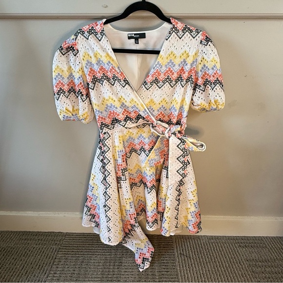 N12H Alice Summer Casual Colorful Chevron Wrap Asymmentrical Dress - Picture 2 of 7